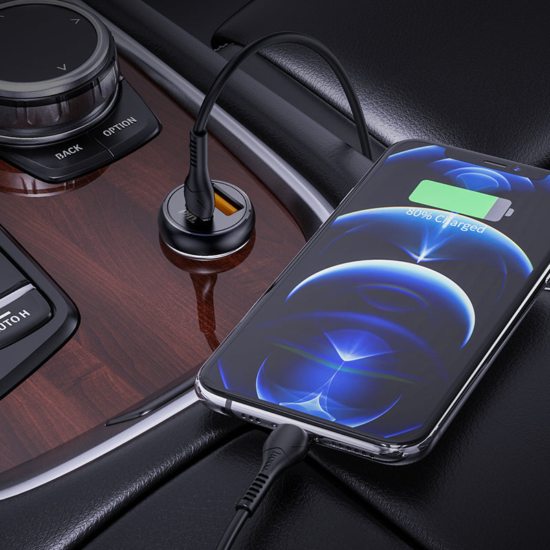 12V Car charger Type-C 30W and USB 30W