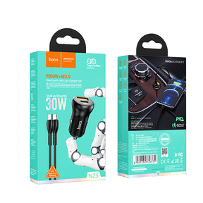 12V Car Charger 30W Combo 1m cable for Type-C to Lightning